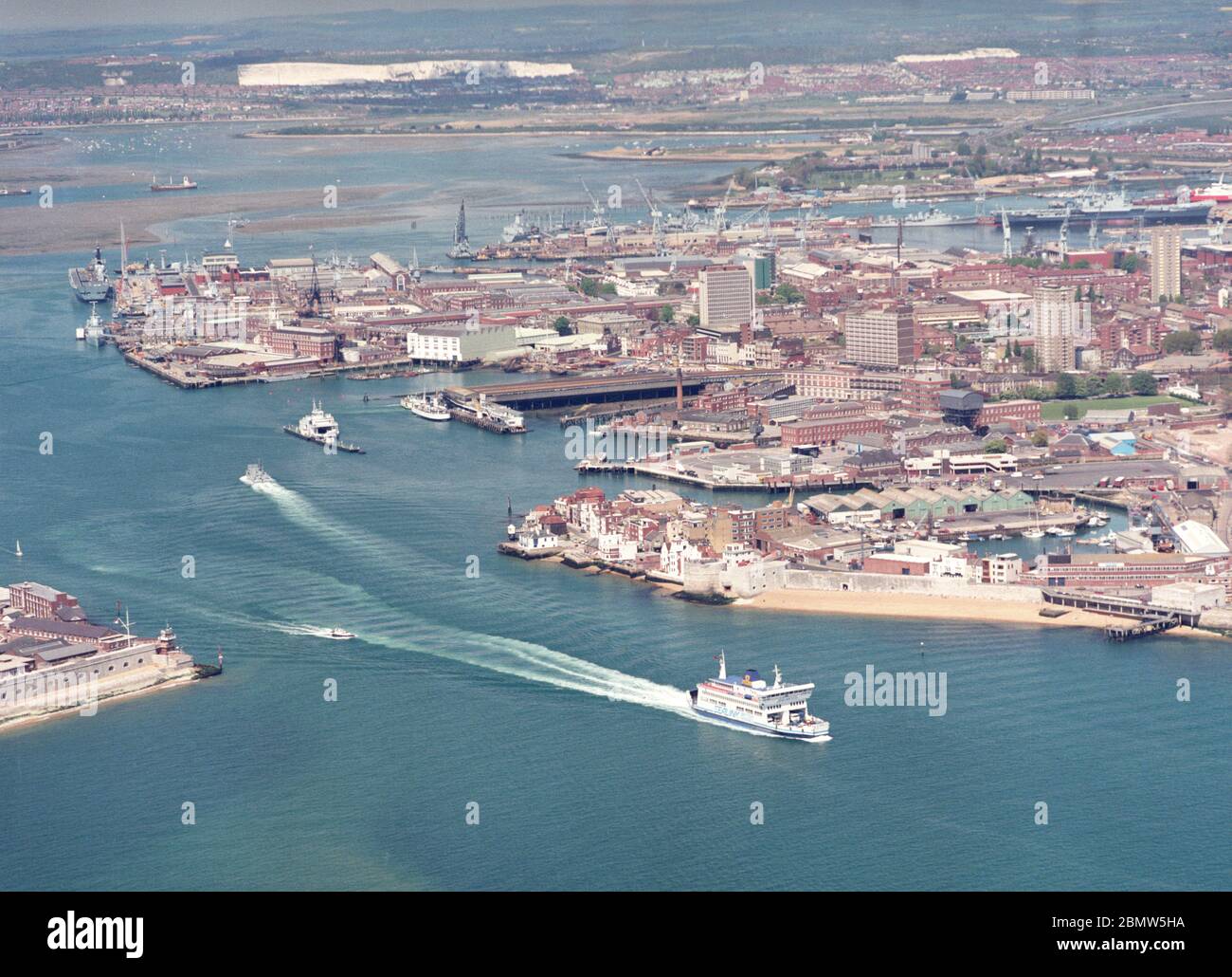 Aerial View Of Portsmouth Harbour Including Hm Portsmouth Dockyard Hi 