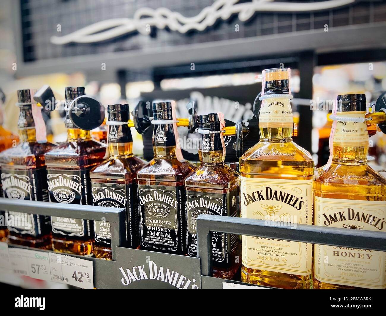 Spirits. Editorial photo on mobile. Supermarket Belarus Stock Photo Alamy