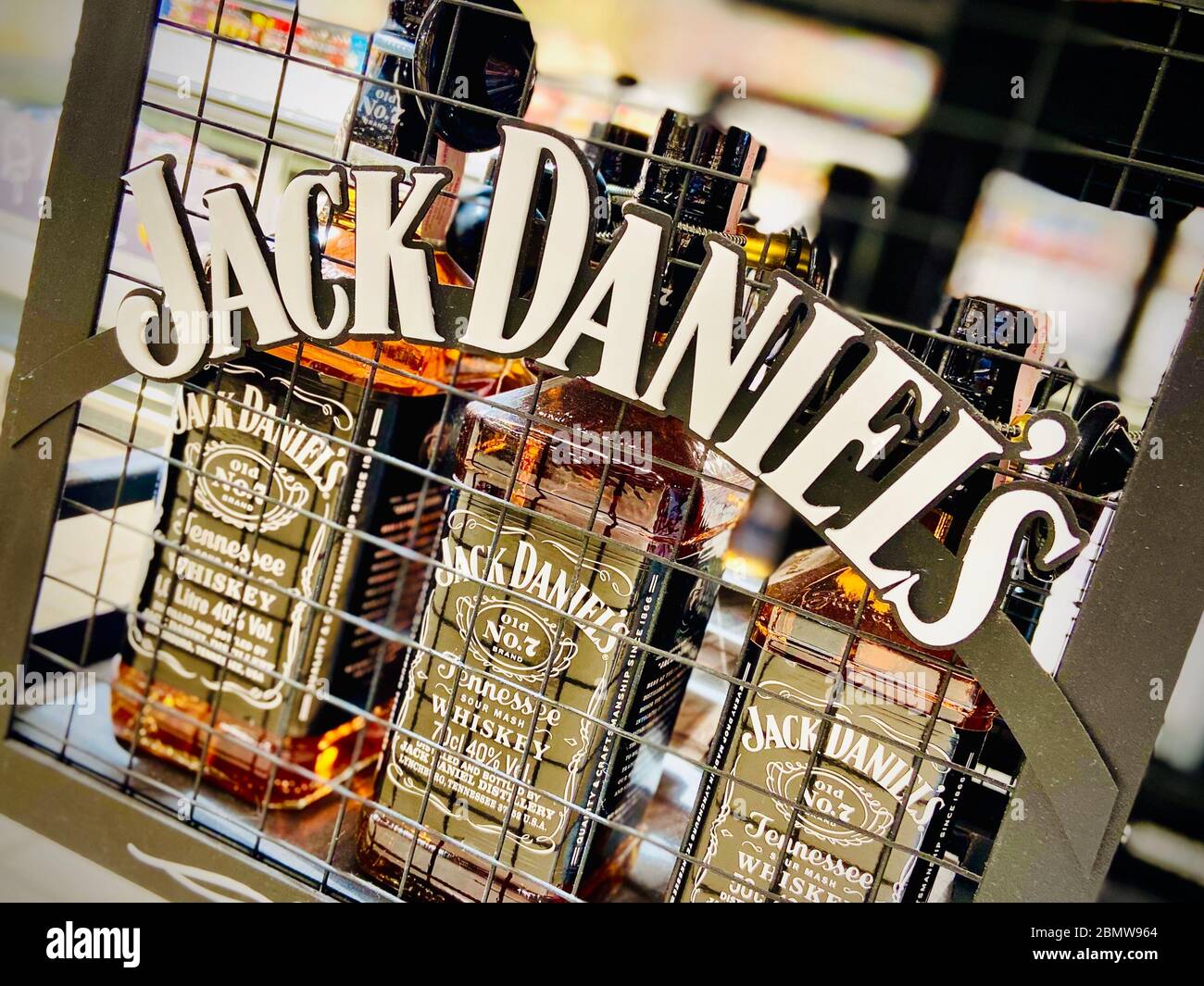 Spirits. Editorial photo on mobile. Supermarket Belarus Stock Photo Alamy