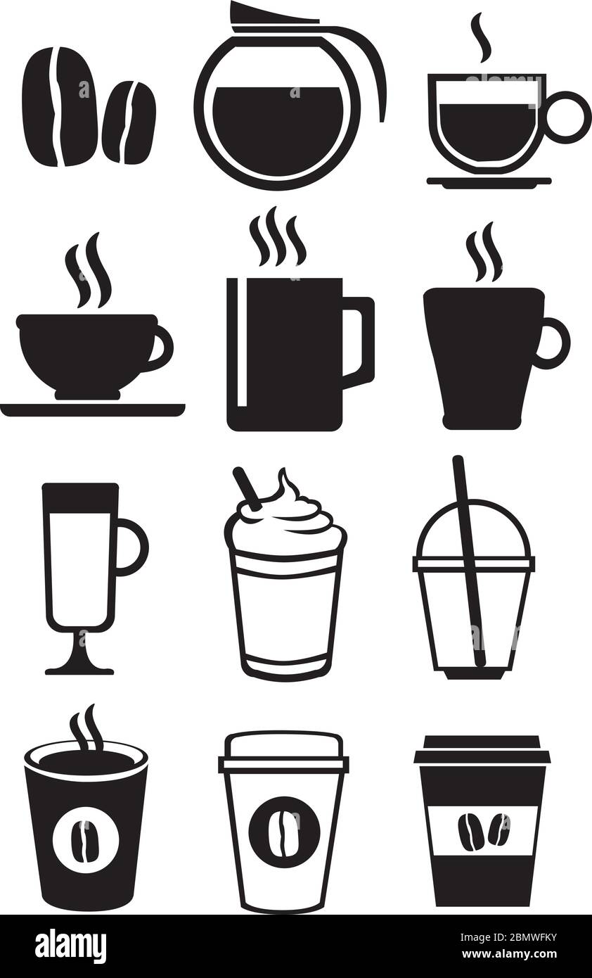 Vector illustration of coffee beverage icon set isolated on white