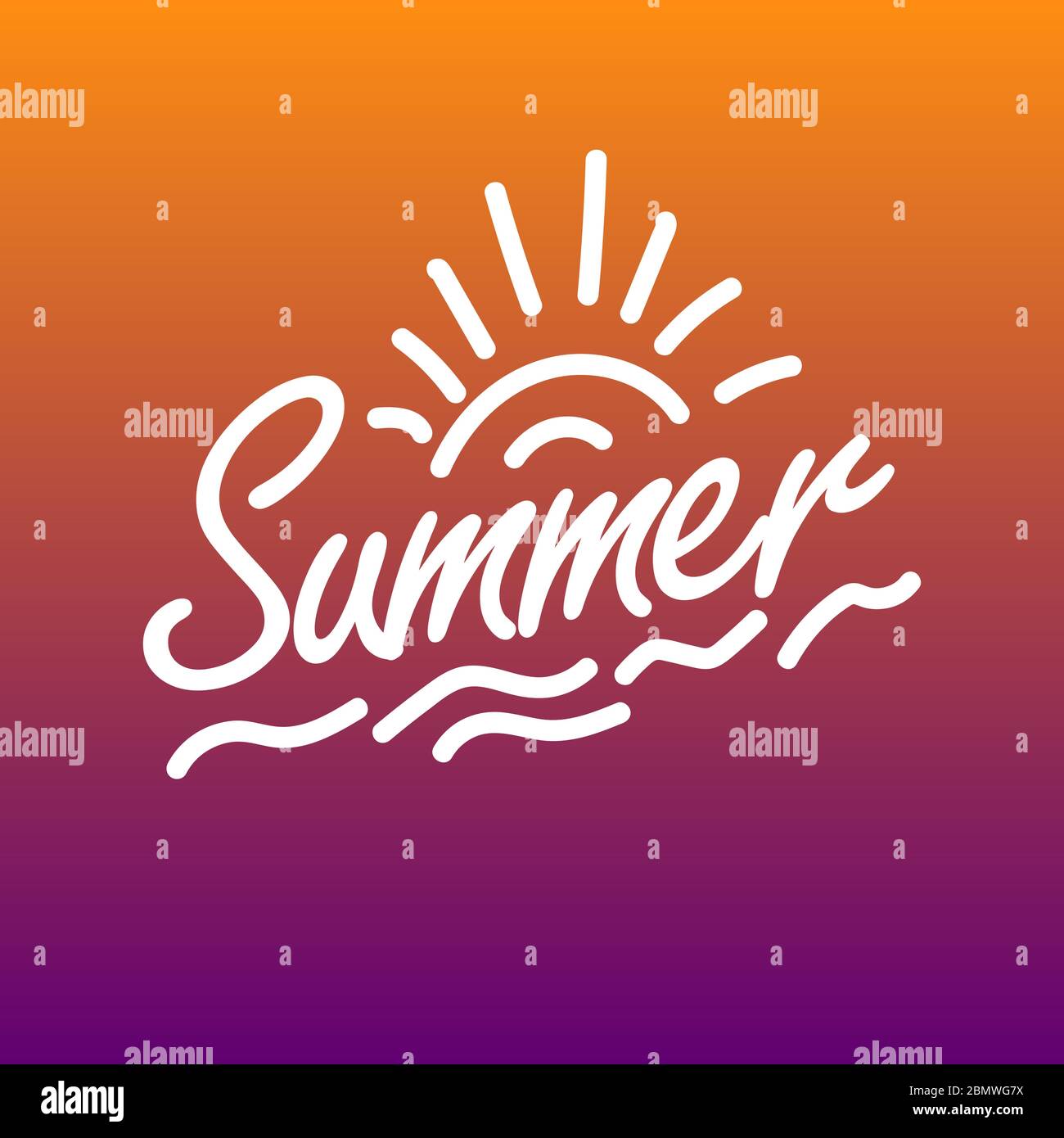 Vector illustration Hand drawn lettering composition of Hello Summer