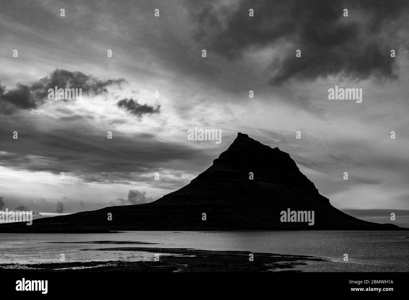 Kirkjufell, ('Church Mountain'), a free standing mountain on the north side of the Snæfellsnesnes peninsula, Iceland. Stock Photo