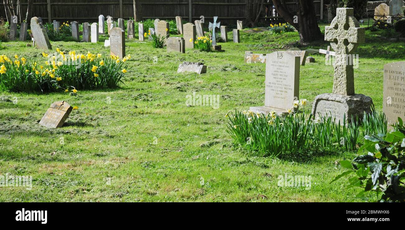 Graveyard.  Cenetery. East Wittering. West Sussex  spring. Stock Photo