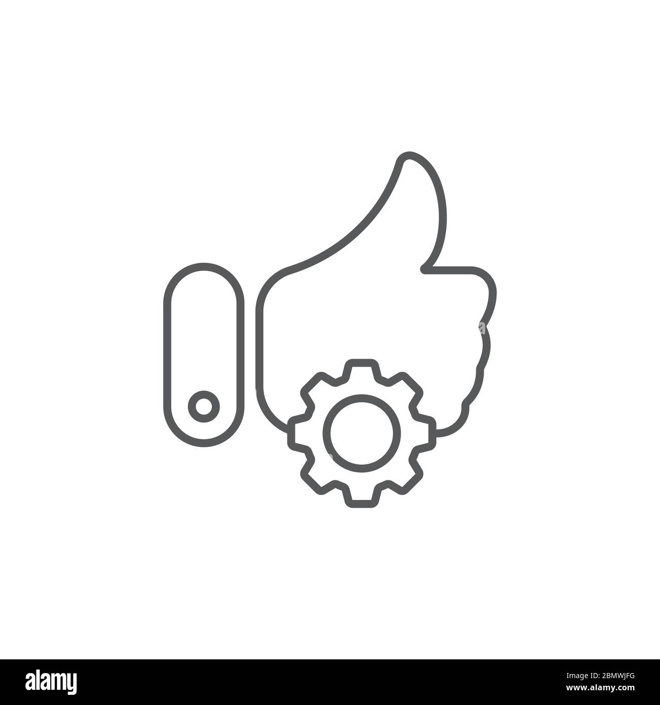 Thumb up gear vector icon symbol isolated on white background Stock ...