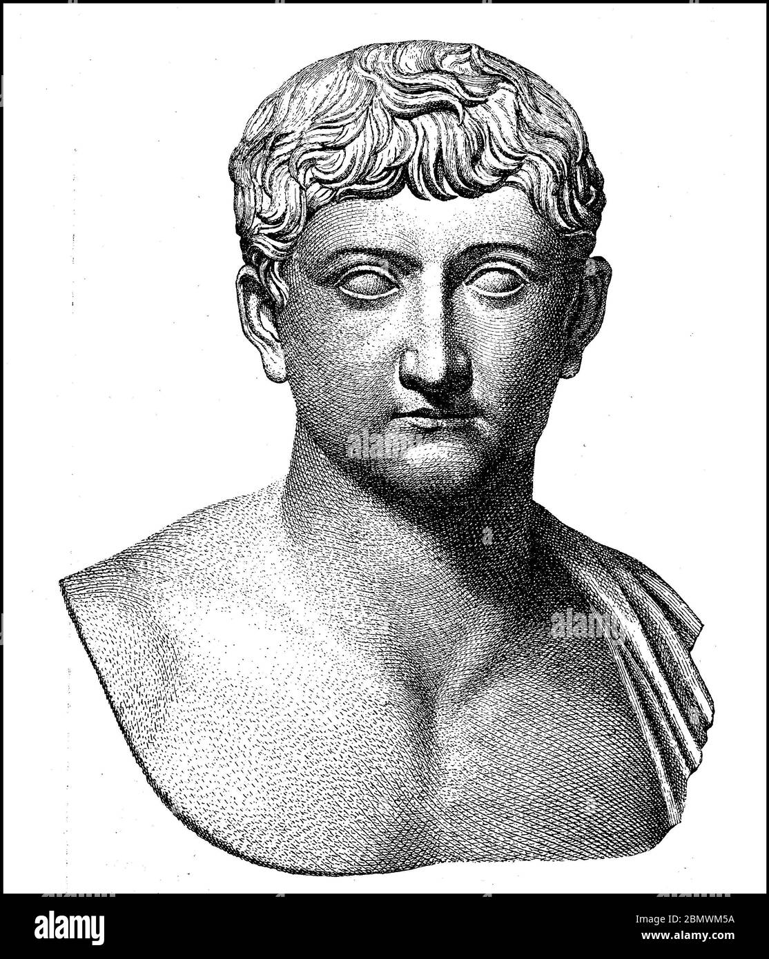 Nero Claudius Germanicus 24 May 15 °. BC -... October 10, 19 AD, was a Roman general, known for his campaigns in Germany  /  Nero Claudius Germanicus, 24. Mai 15 v. Chr. - 10. Oktober 19 n. Chr., war ein römischer Feldherr, bekannt durch seine Feldzüge in Germanien, Historisch, historical, digital improved reproduction of an original from the 19th century / digitale Reproduktion einer Originalvorlage aus dem 19. Jahrhundert, Stock Photo