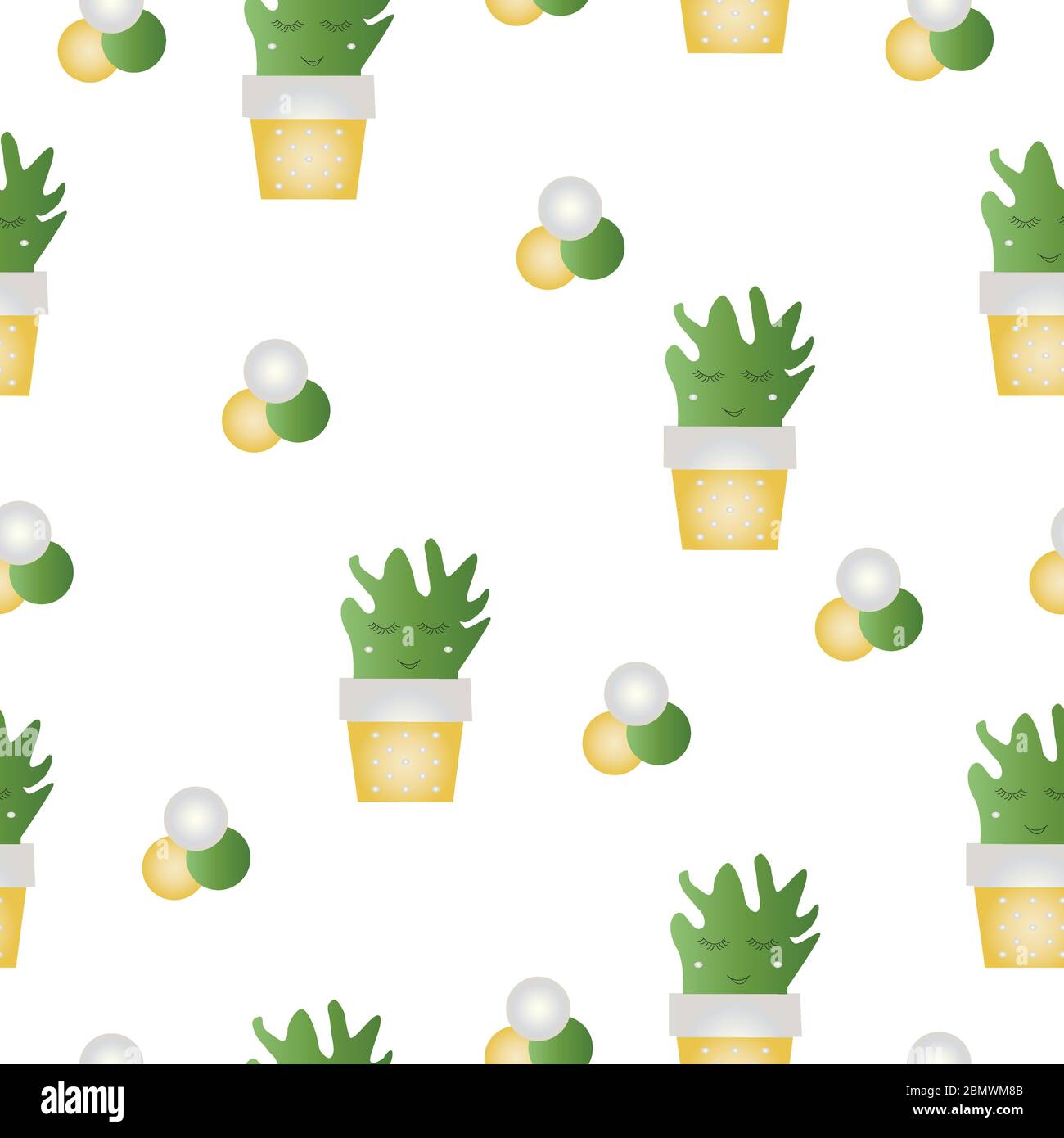 seamless pattern with cactus flowers vector Stock Vector
