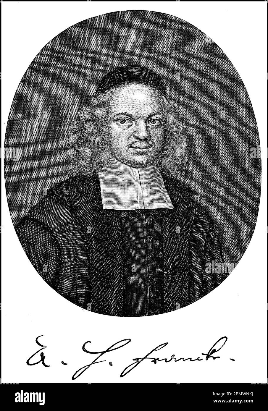 August Hermann Francke, 22 March 1663 - June 8, 1727, was a German Protestant theologian, pastor, teacher and hymn writer  /  August Hermann Francke, 22. März 1663 - 8. Juni 1727, war ein deutscher evangelischer Theologe, Pfarrer, Pädagoge und Kirchenlieddichter, Historisch, historical, digital improved reproduction of an original from the 19th century / digitale Reproduktion einer Originalvorlage aus dem 19. Jahrhundert, Stock Photo