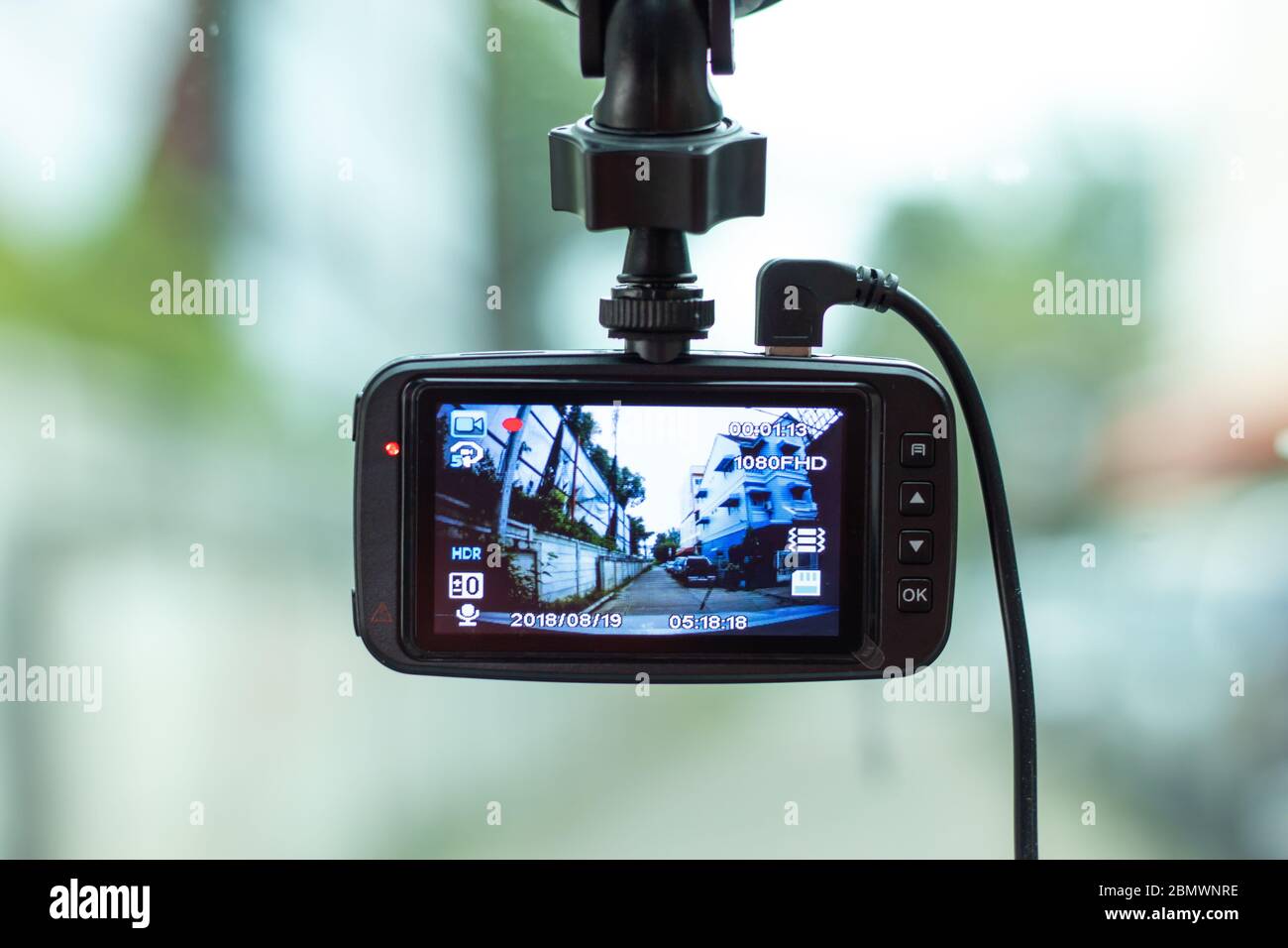 Camera on the front of a car. Stock Photo