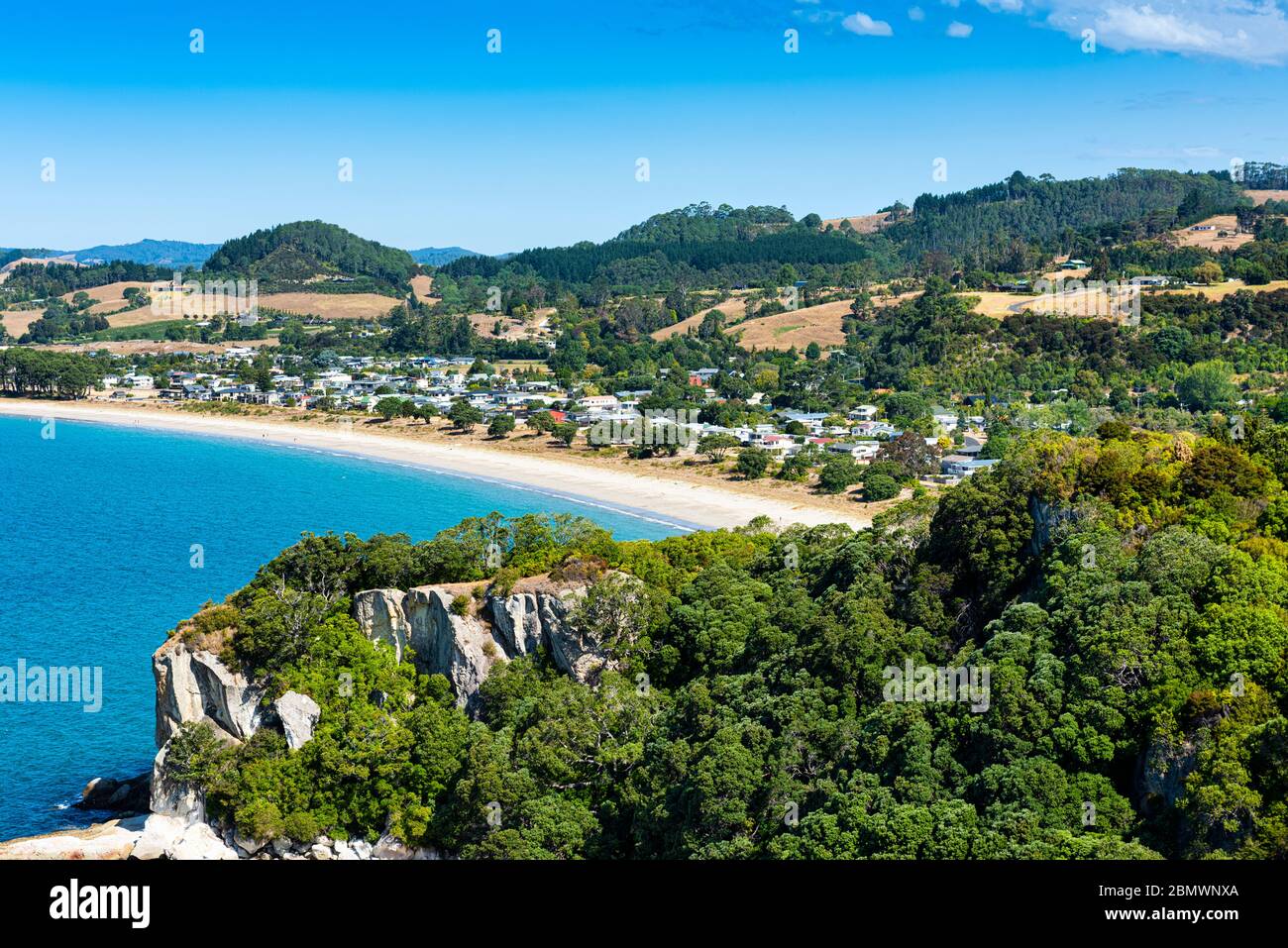 Cooks Bay and Cooks Beach Town on the Coromandel Peninsula in New