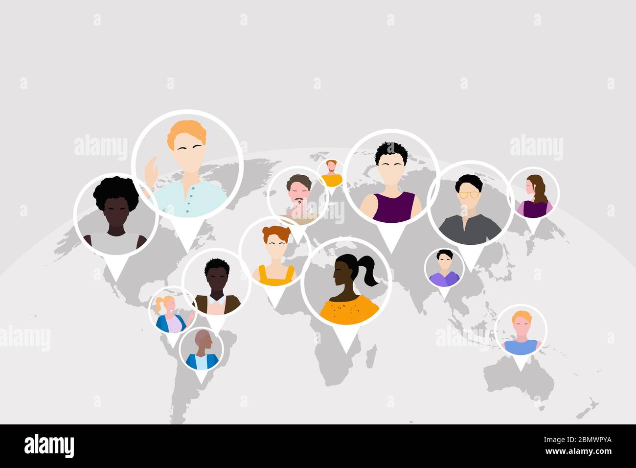 World connection. Different people around the world work together