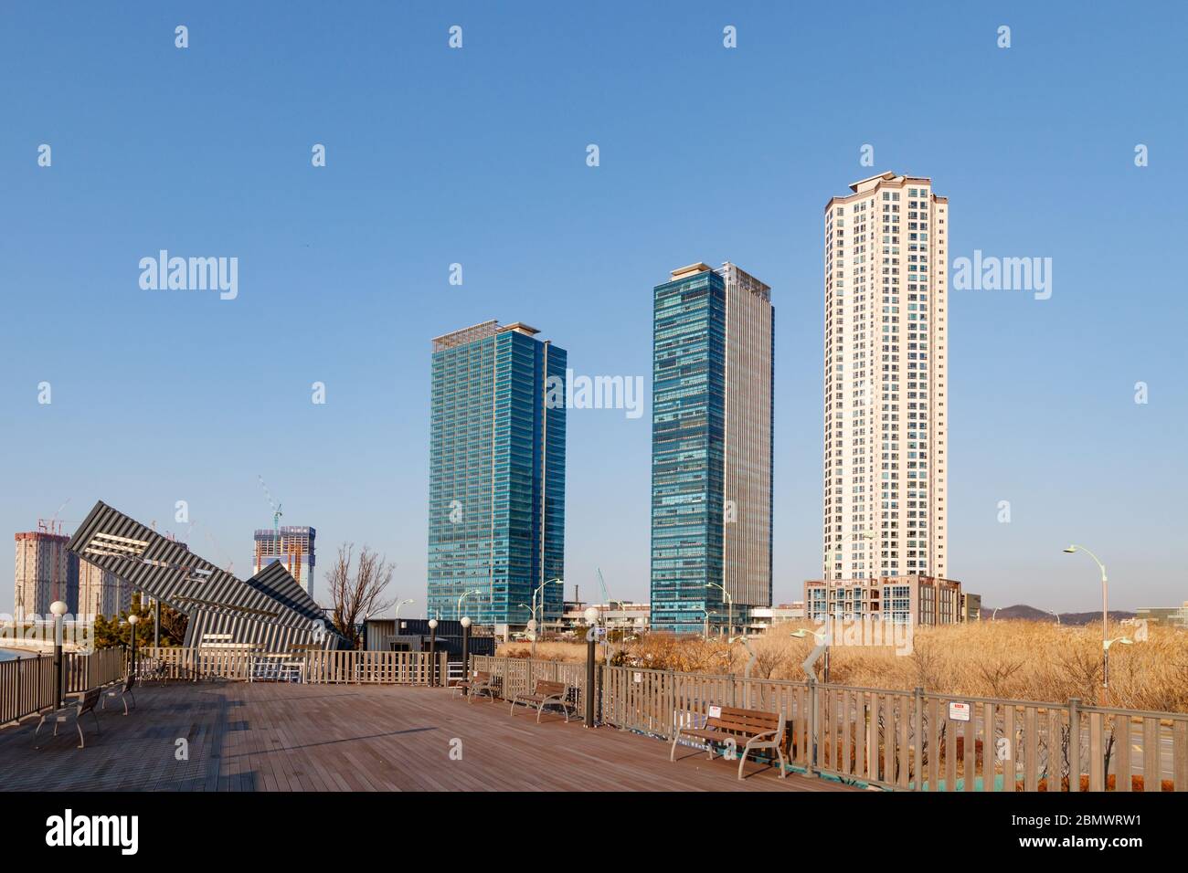 Incheon Songdo, Korea, 14 Jan 2020 - Incheon Songdo International City Landscape. Apartment and building scenery. Stock Photo
