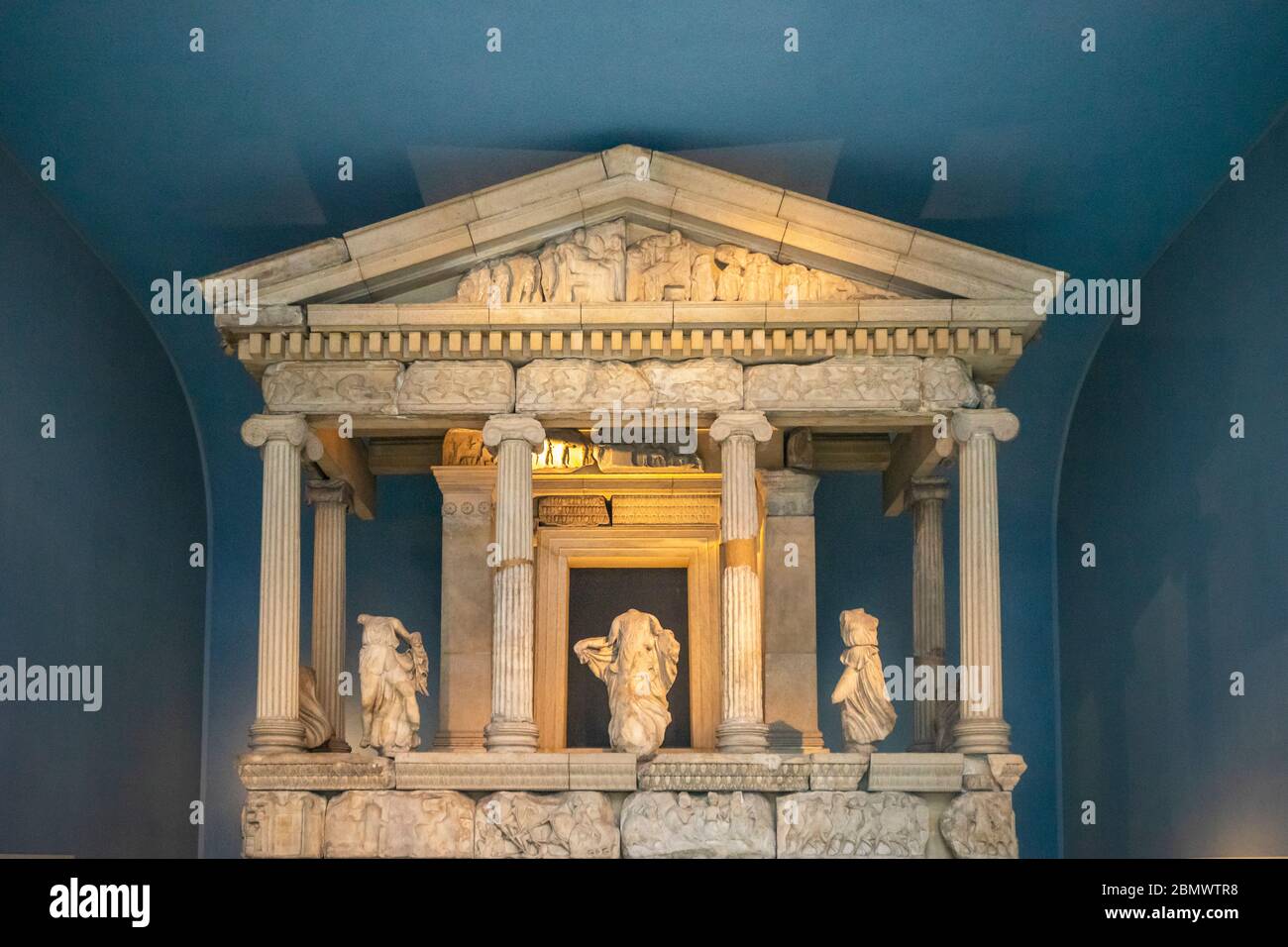 London, Great Britain - September 28, 2019: Exhibition of Lykian tomb, Greek civilization at The British Museum Stock Photo