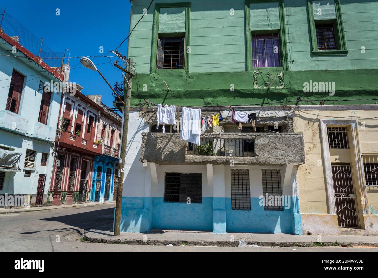 Residential street in Havana Centro district, Havana, Cuba Stock Photo