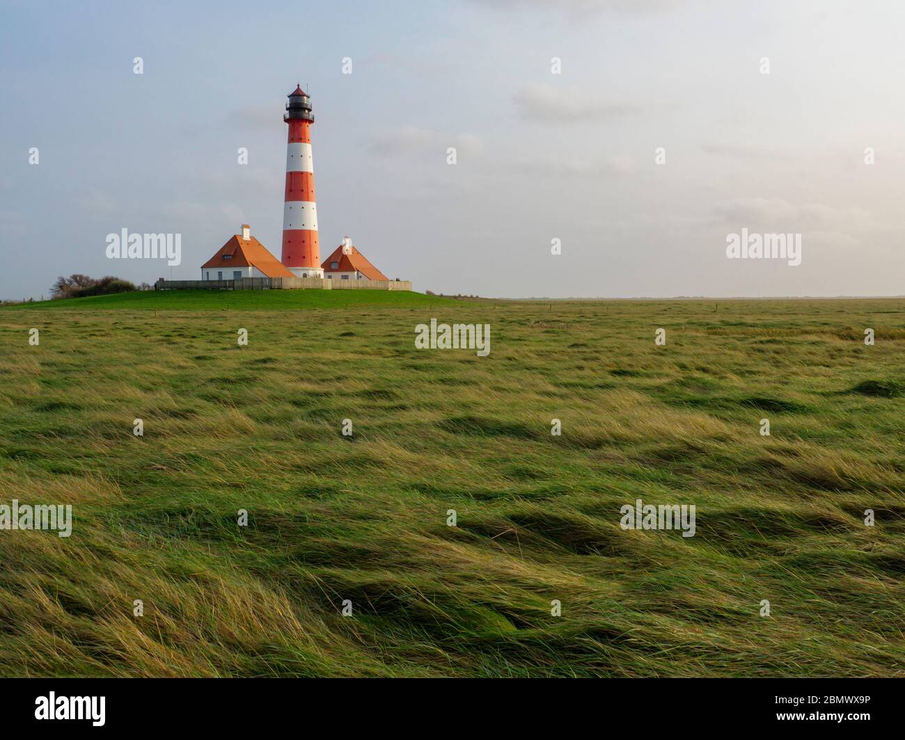 Leuchtturm Westerheversand, Nationalpark Wattenmeer, UNESCO Weltnaturerbe, Schleswig-Holstein, Deutschland Stock Photo
