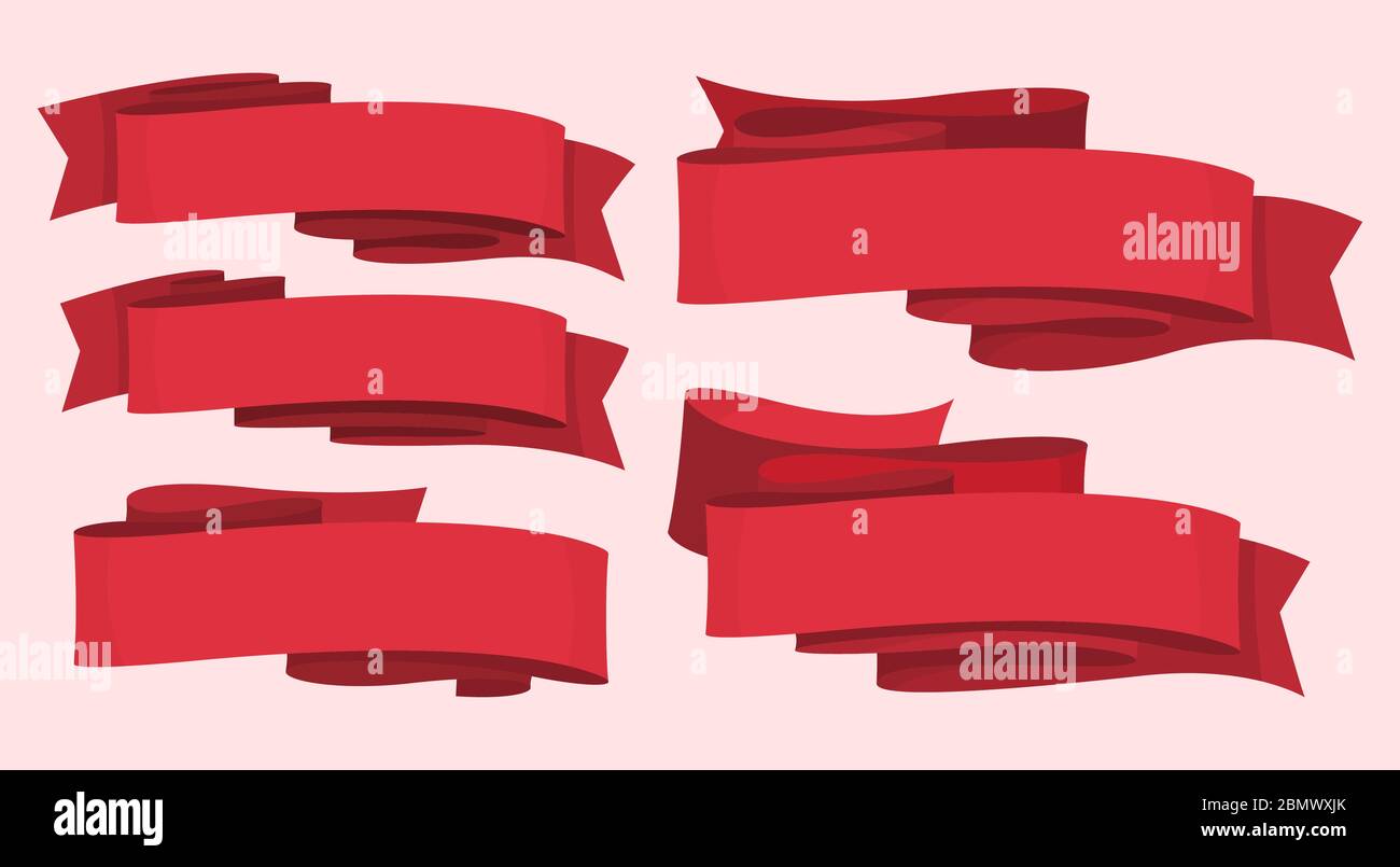 Red ribbons set Stock Vector