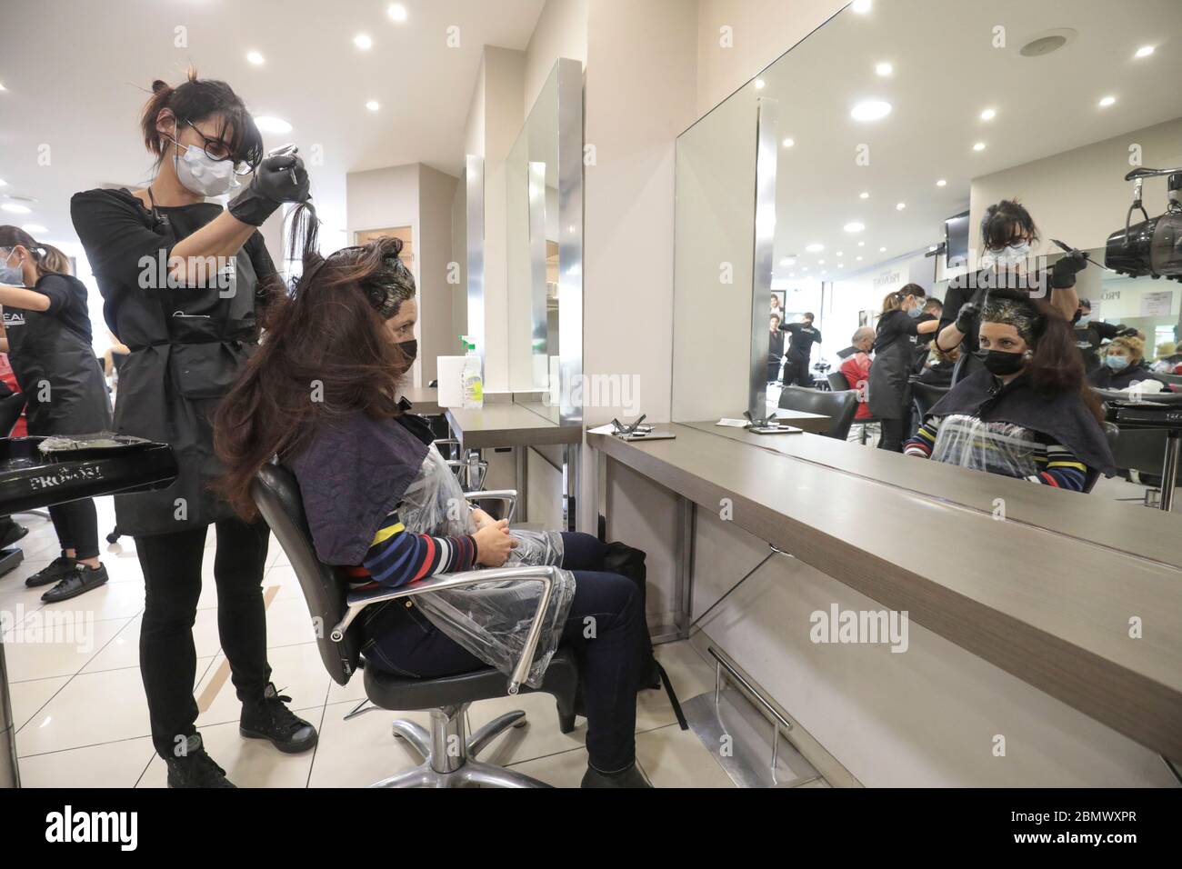 SAFETY RULES PROPOSED AS FRANCE TO REOPEN HAIR SALONS Stock Photo