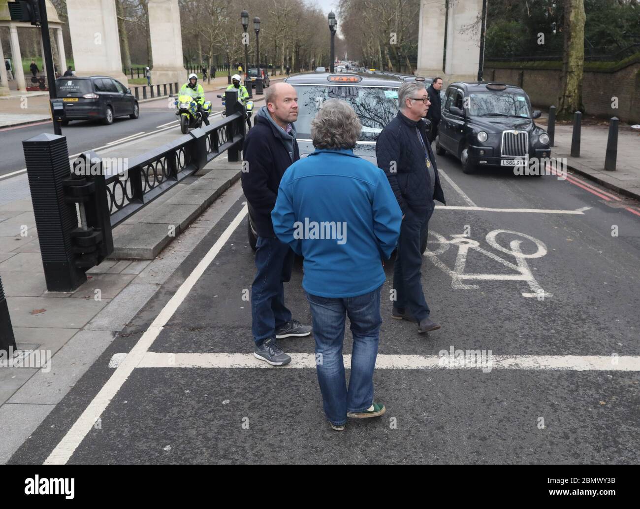 Pic shows Taxi protest on Constitution Hill and Hyde Park Corner Taxis