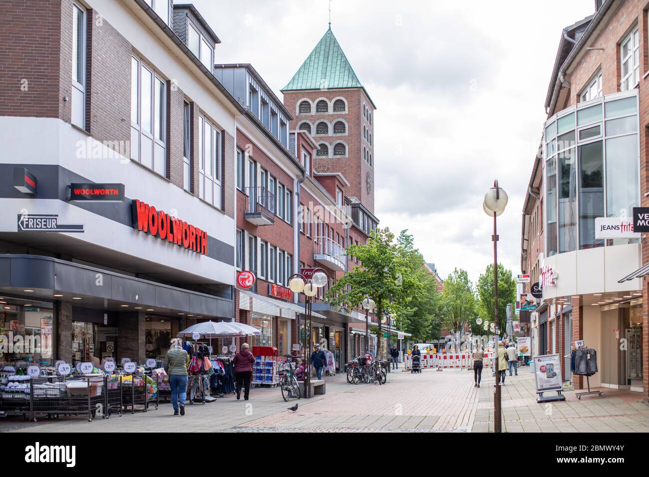Coesfeld Germany 11th May 2020 Only A Few People Are On The Main Shopping Street More Than 200 Employees At The Coesfeld Slaughterhouse Westfleisch Tested Positive For The Coronavirus This Is The
