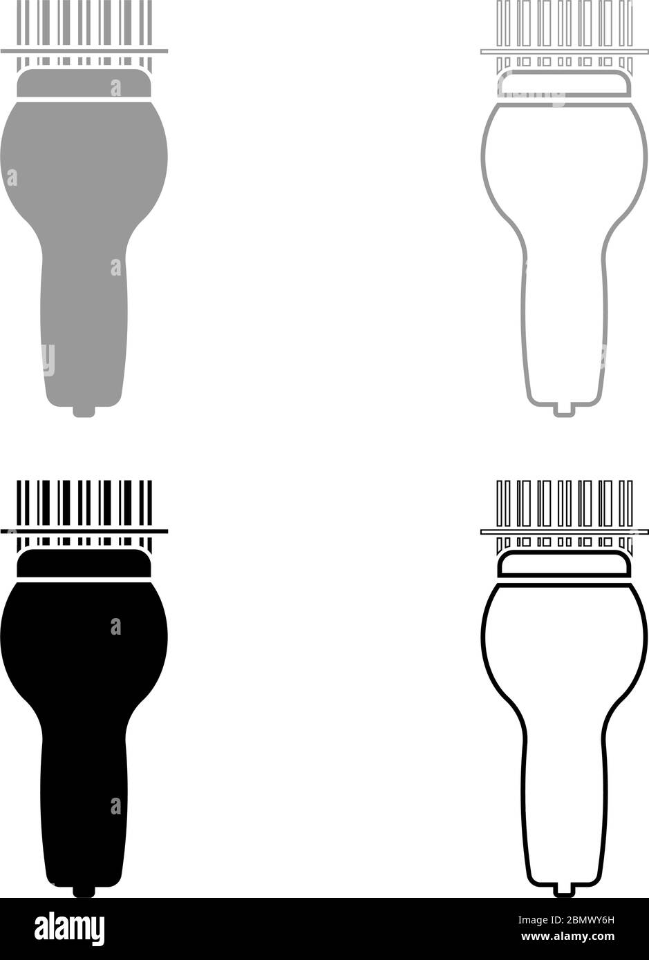 Scanning barcode with hand scanner icon outline set black grey color ...