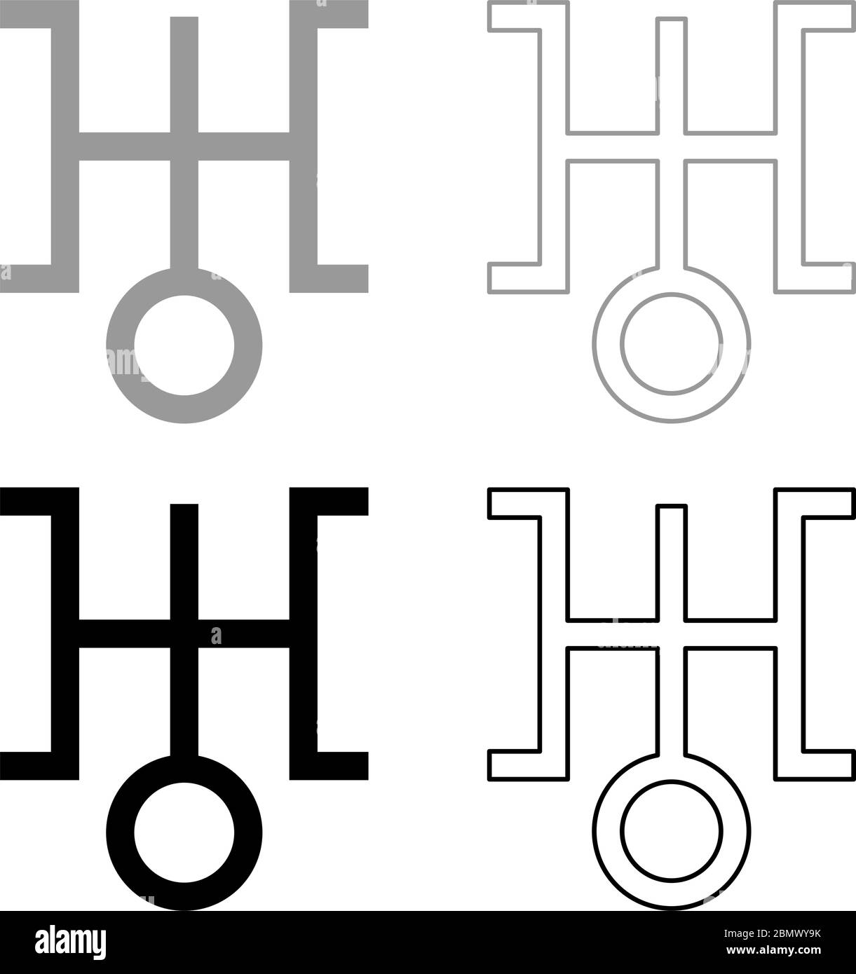 Symbol uranus icon outline set black grey color vector illustration flat style simple image Stock Vector