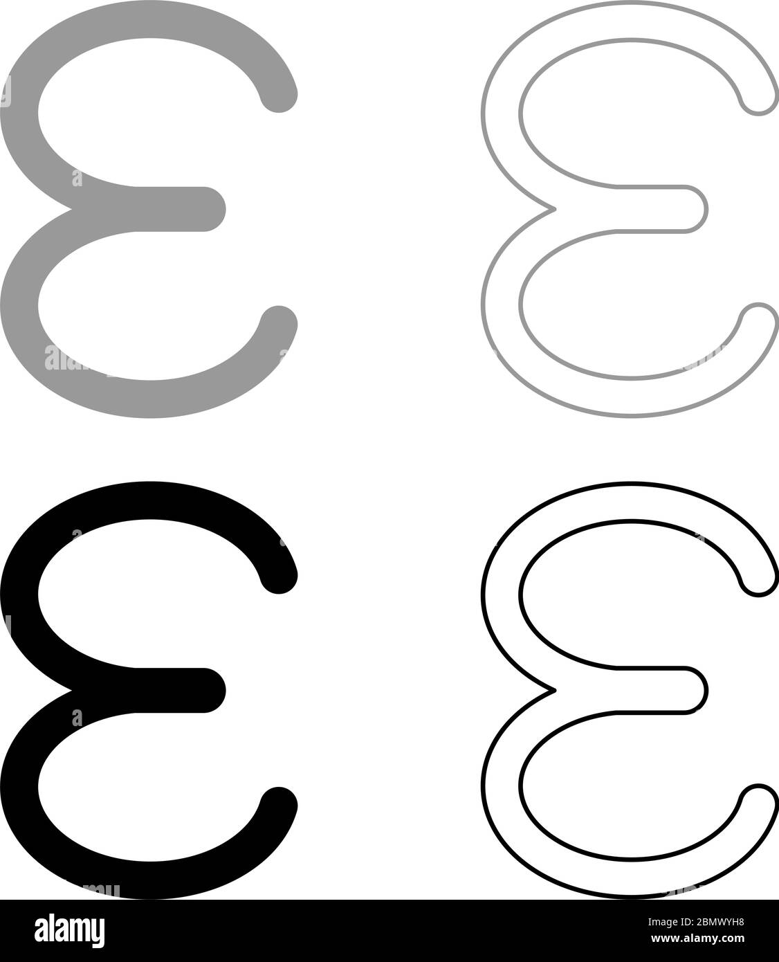 epsilon greek symbol small letter lowercase font icon outline set black grey color vector illustration flat style simple image stock vector image art alamy