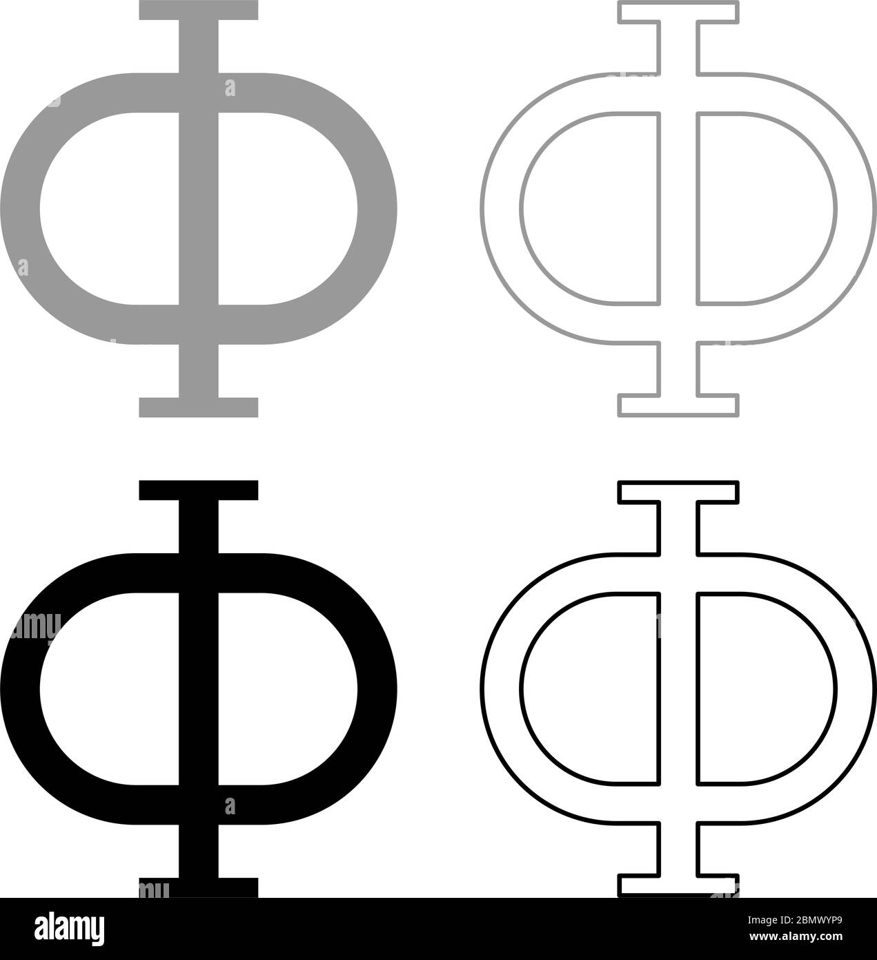 Phi greek symbol capital letter uppercase font icon outline set black