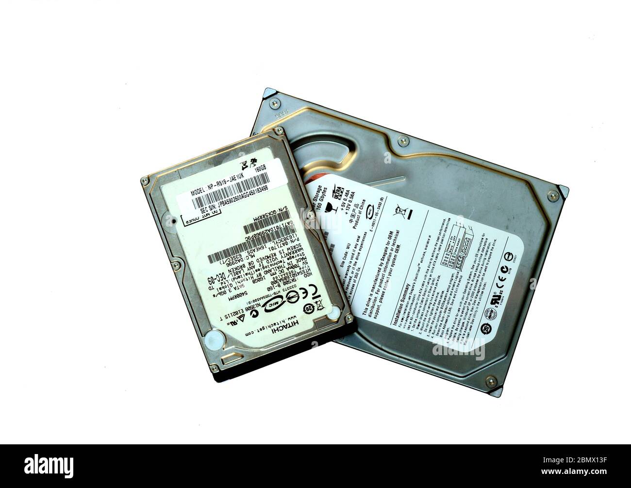 2 sizes of computer hard disks Stock Photo Alamy
