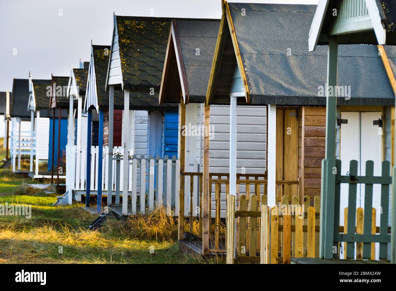 Colourful beach huts at Hunstanton, Norfolk, UK Stock Photo Alamy