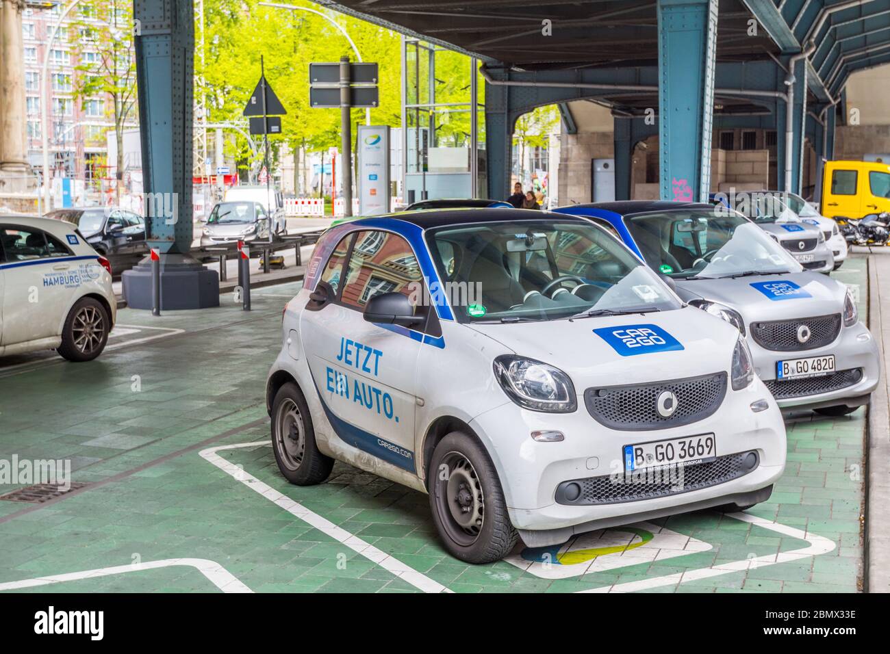Cars of Carsharing parking in the parking lot in Hamburg, Germany. New