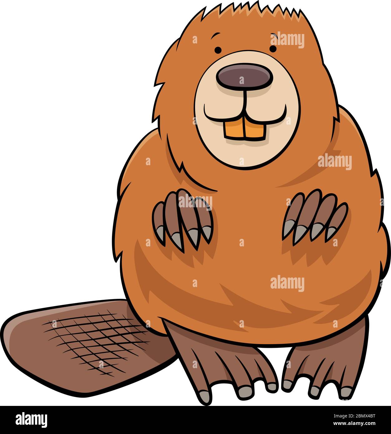 Cartoon Illustration of Funny Beaver Wild Animal Character Stock Vector