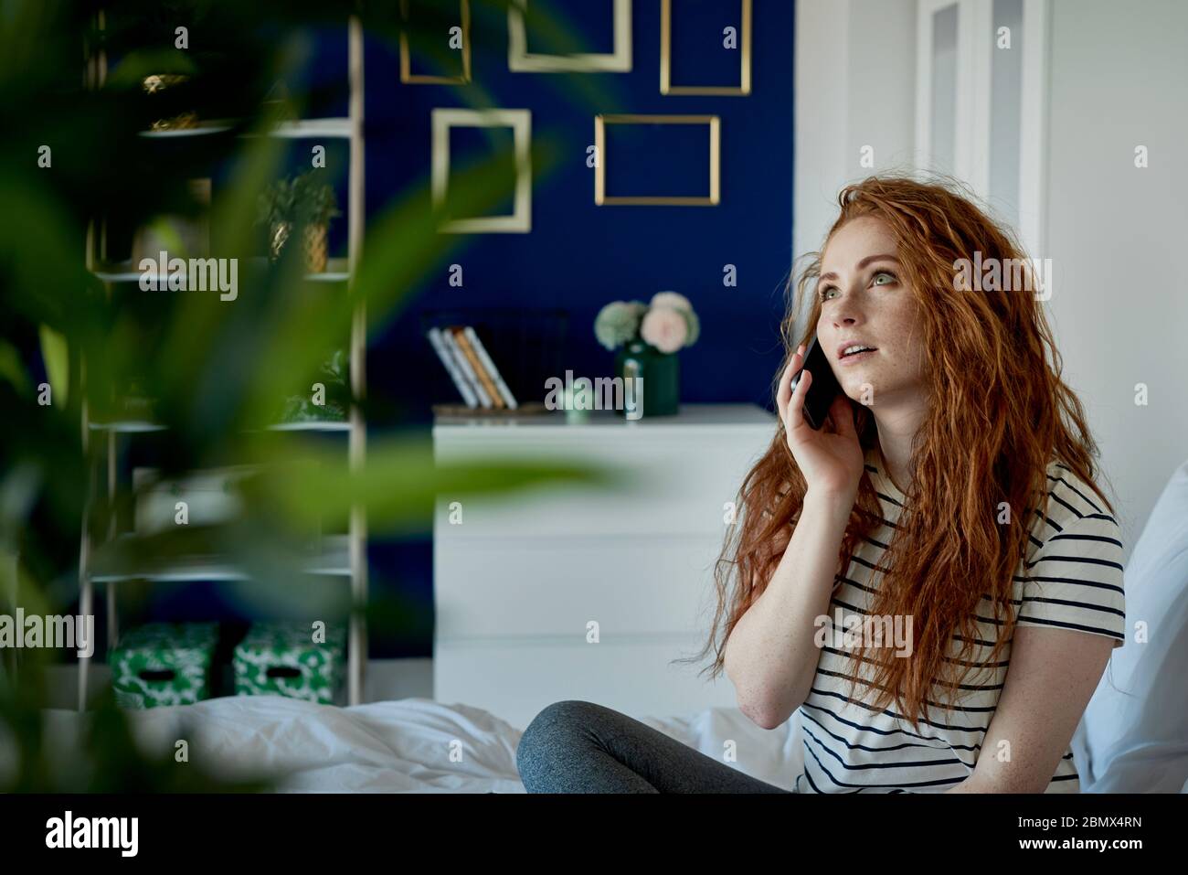 Frustrated woman calling to someone Stock Photo