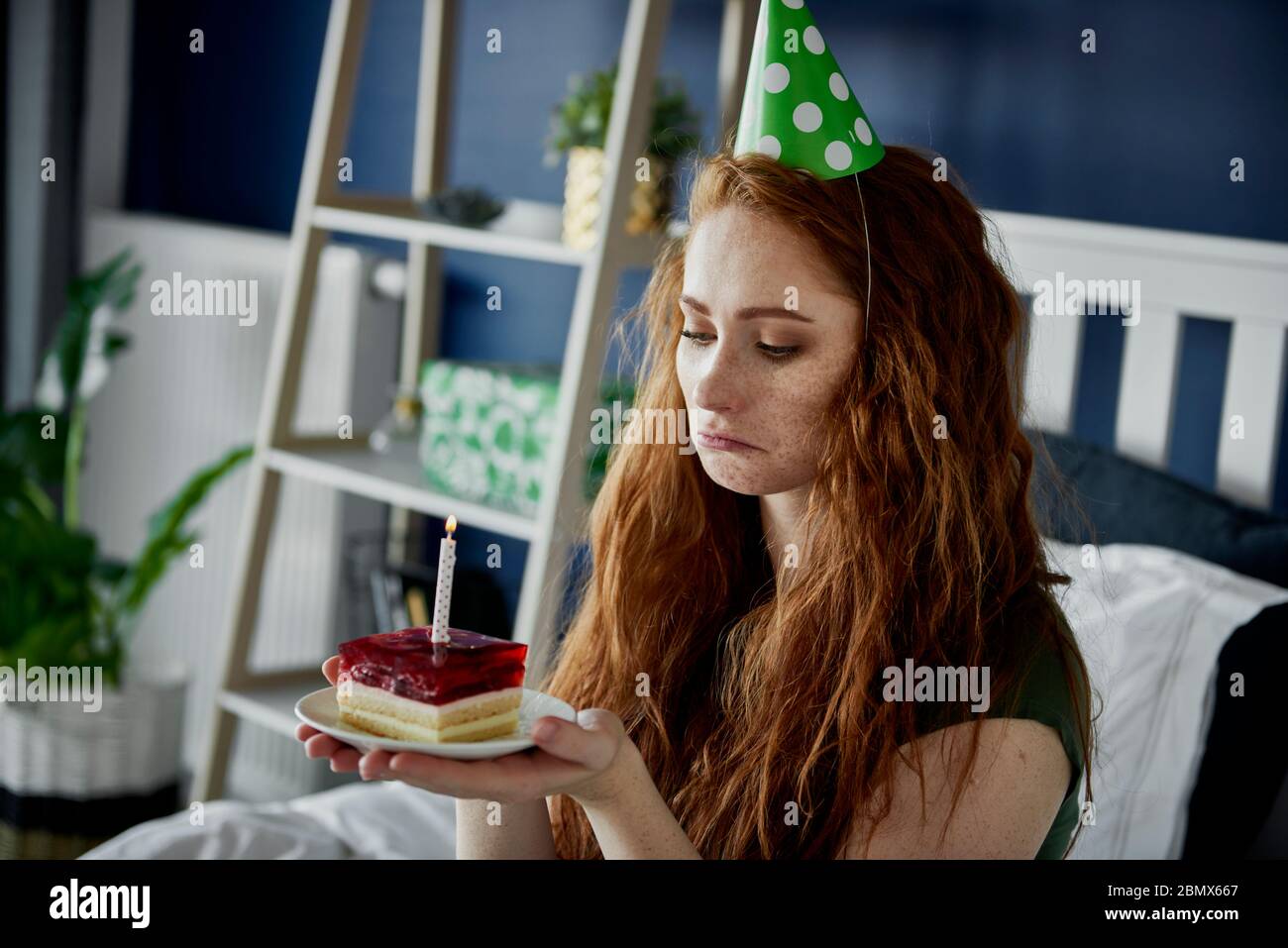Sad woman lonely at her birthday Stock Photo - Alamy
