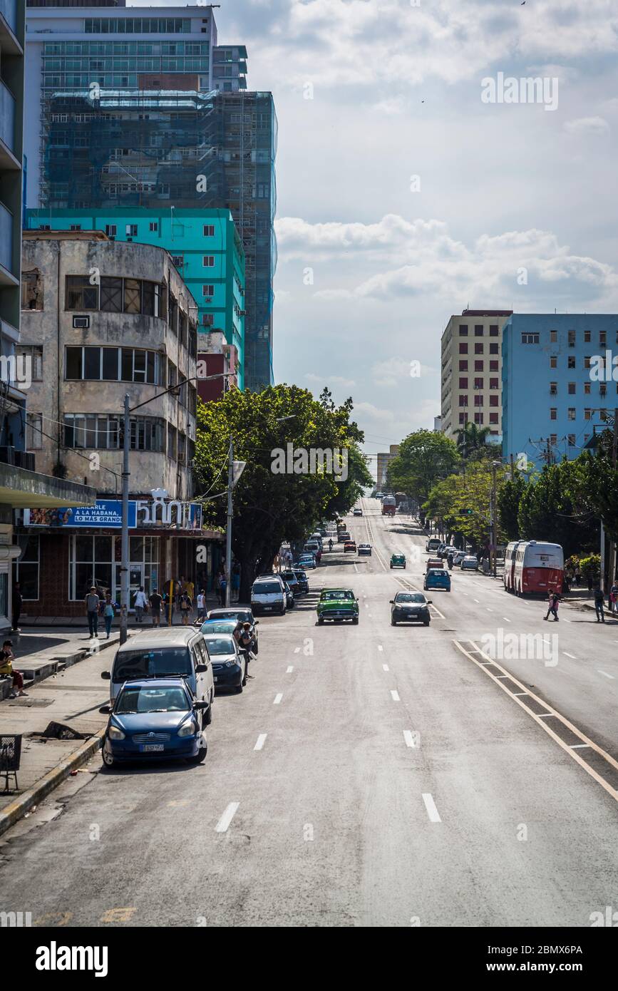 La Rampa, also known as Calle 23, a famous road in Vedado district, Havana, Cuba Stock Photo