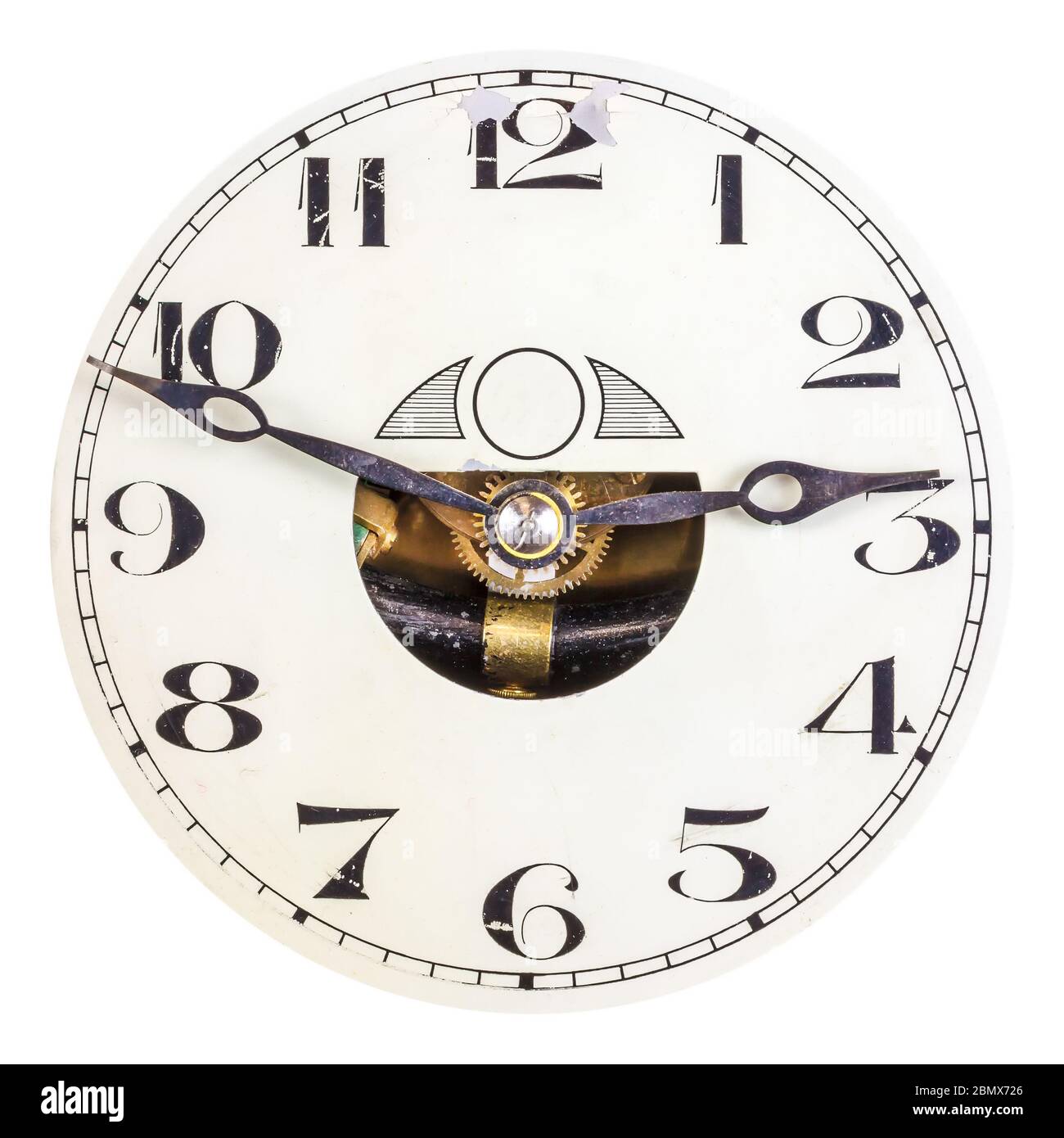 Ancient white art deco clock face isolated on a white background Stock ...