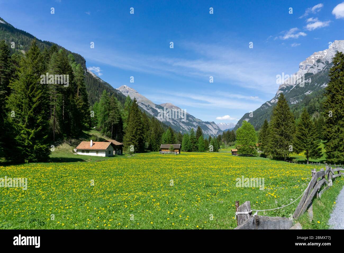 View Of An Idyllic Mountain Valley In The Heart Of The Swiss Alps In The Spring Stock Photo Alamy