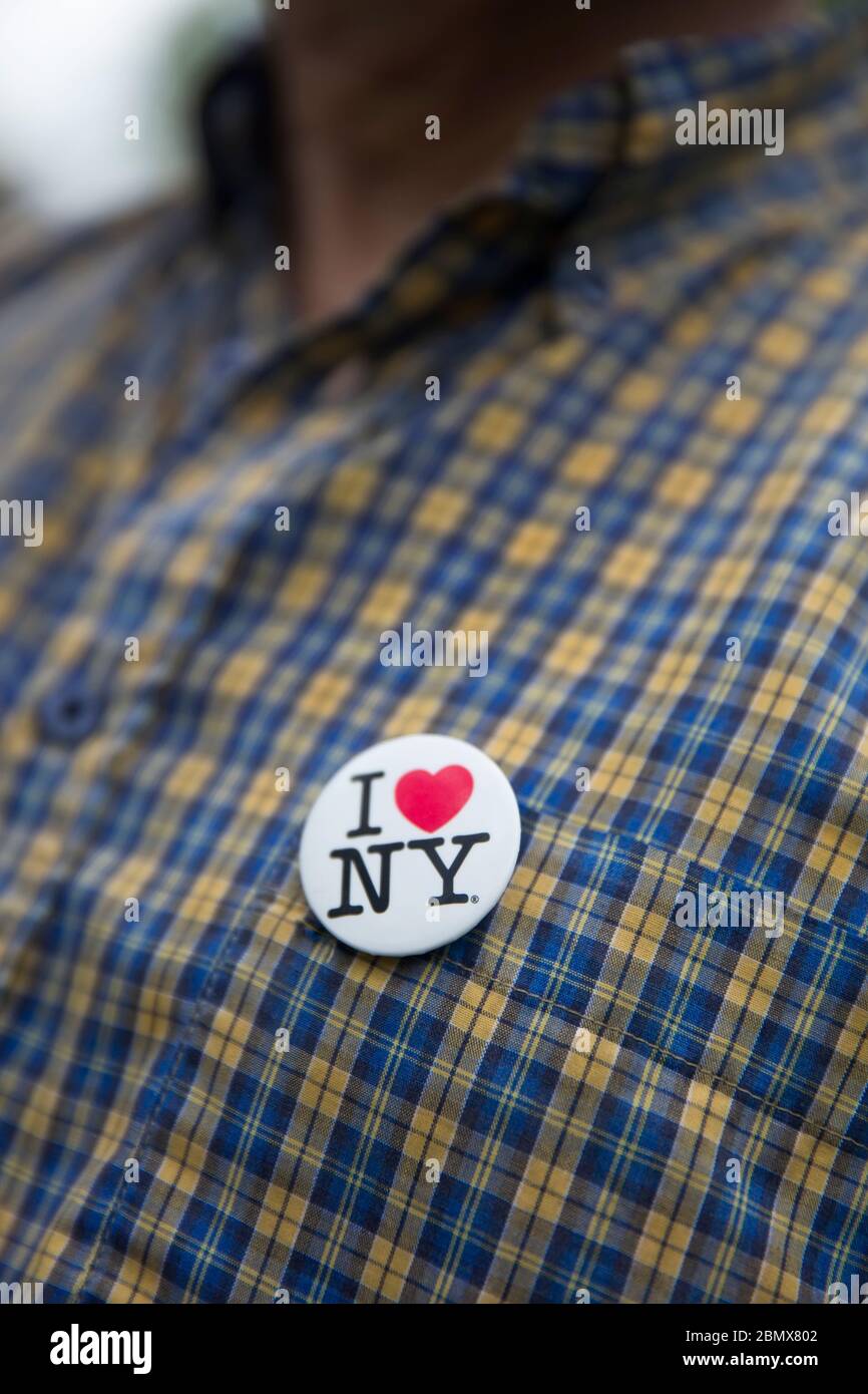 I love NY logo on a badge Stock Photo