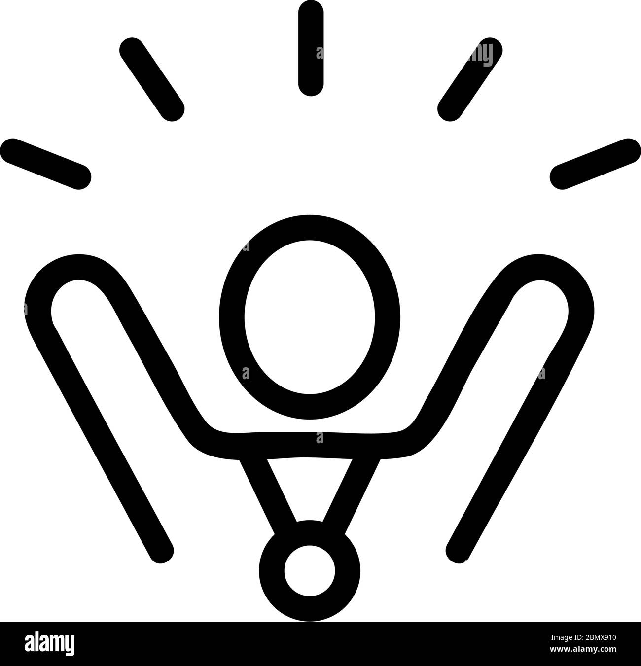 rejoicing winner with hands up icon vector outline illustration Stock ...