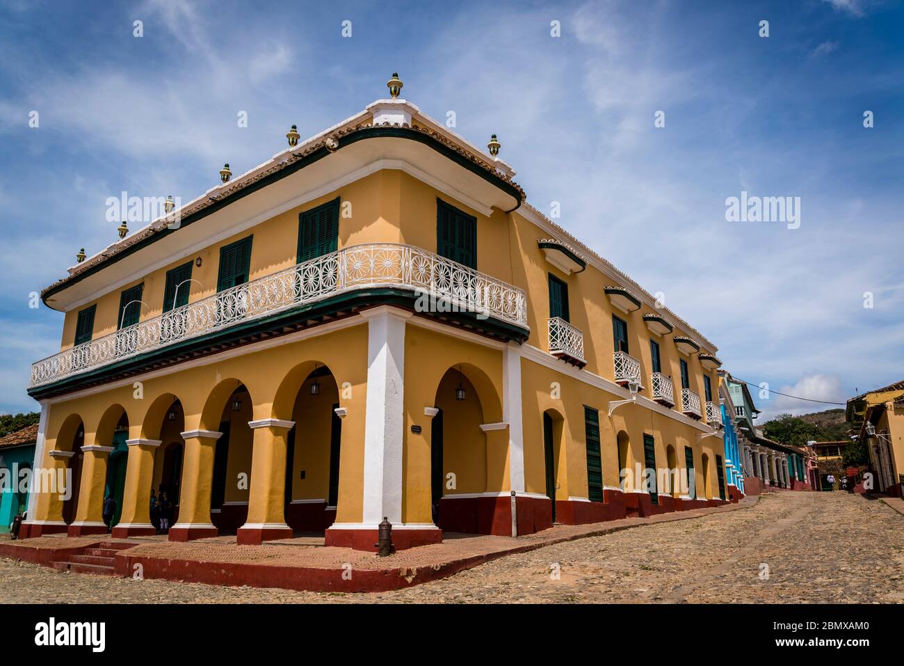 Romantic Museum housed in the colonial era Brunet palace, Plaza Mayor, Trinidad, Cuba Stock Photo