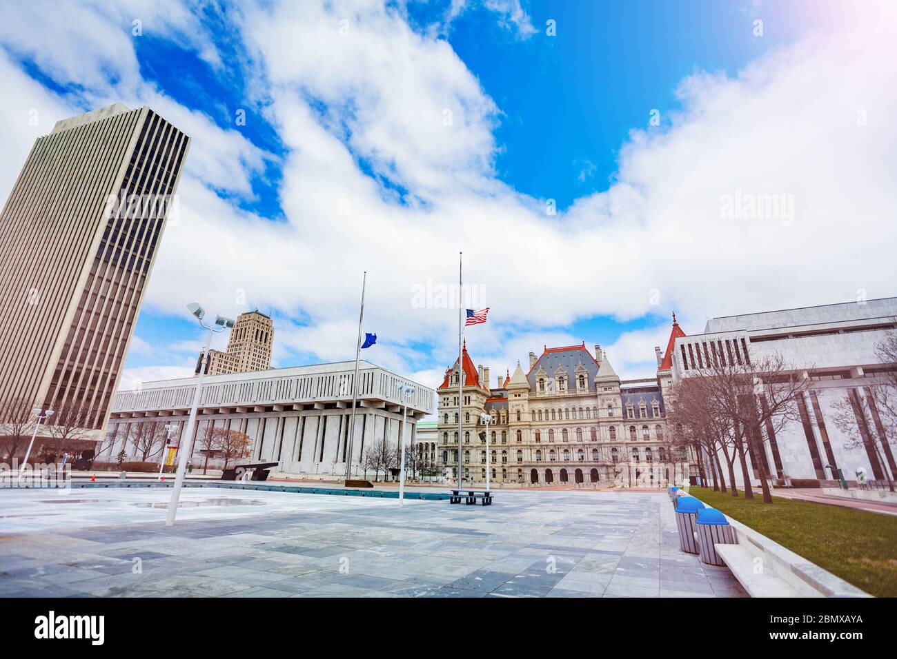 New York State Capitol building view from Empire Plaza square, Albany, NY, USA Stock Photo