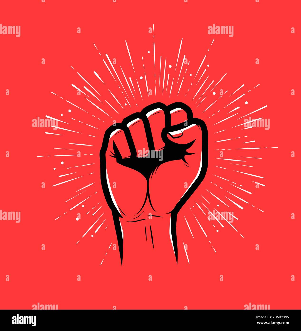 Raised hand with clenched fist. Strike, protest vector illustration Stock Vector