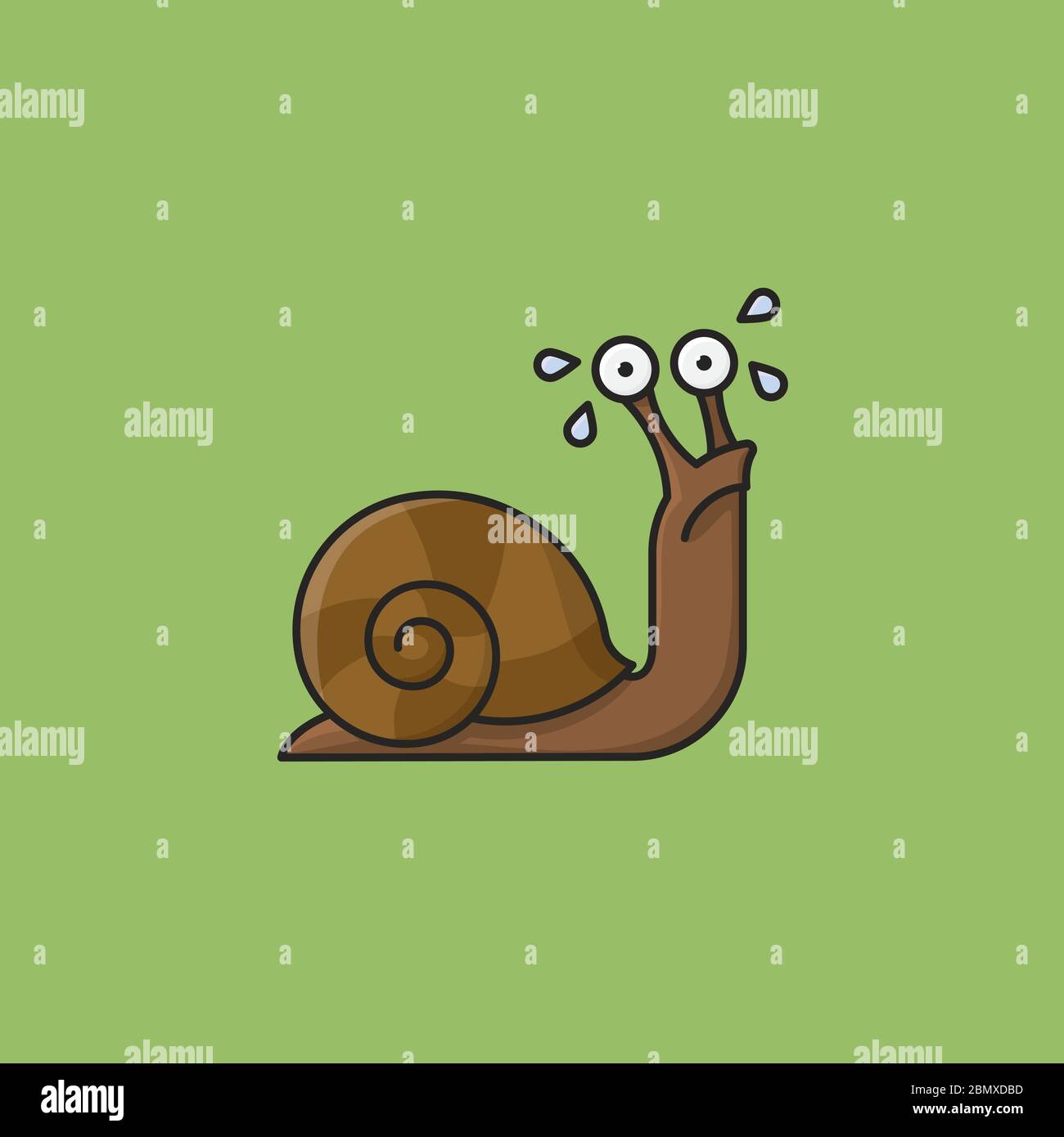 Sad snail cartoon character vector illustration for Escargot Day on May 24th. French cuisine