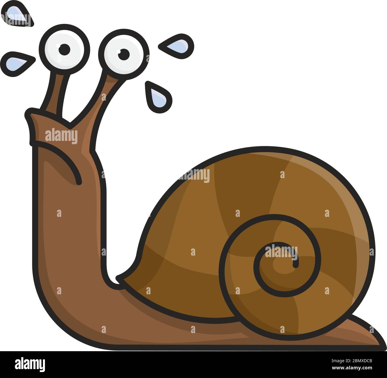 Sad snail cartoon character isolated vector illustration for Escargot
