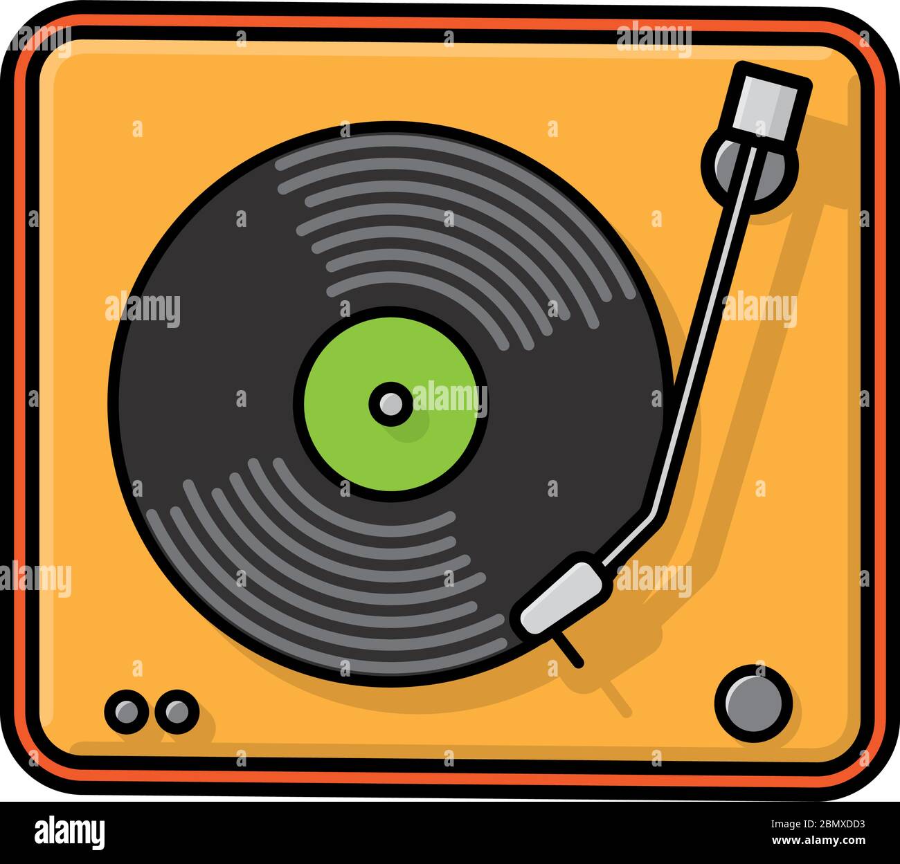 Vintage turntable isolated  vector illustration for Title Track Day. Vinyl recordings symbol. Stock Vector