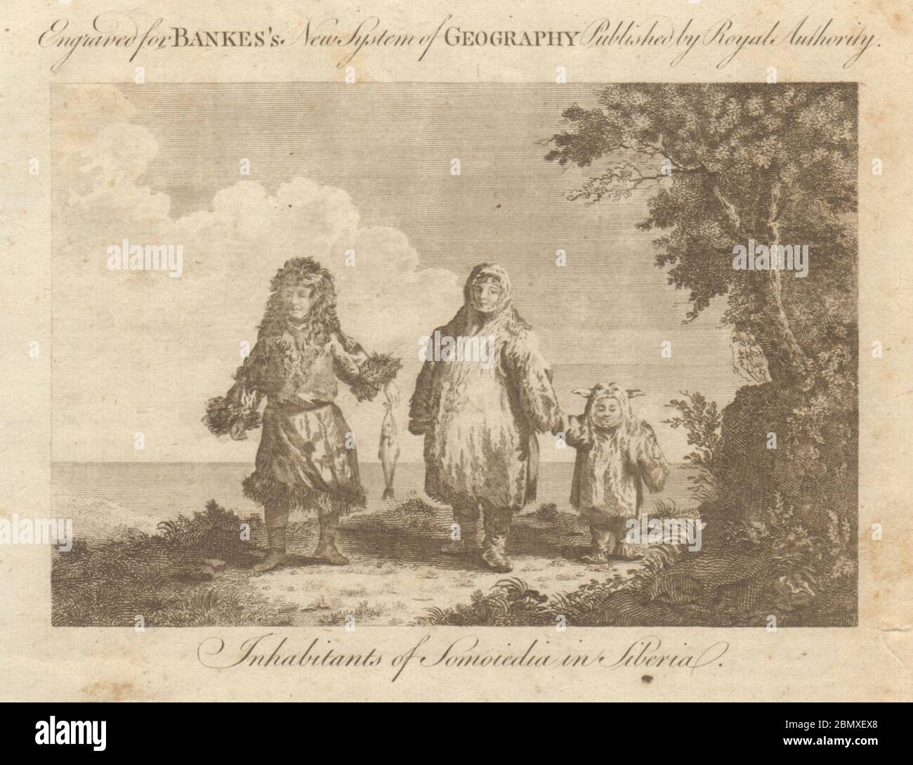Inhabitants of Somoiedia in Siberia. Samoyedic people. Russia. BANKES 1789 Stock Photo