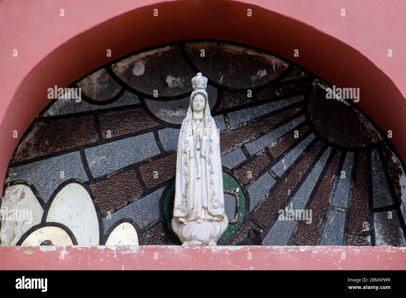 Statue of the image of Our Lady of Fatima, mother of God in the Catholic religion, Our Lady of the Rosary of Fatima, Virgin Mary Stock Photo