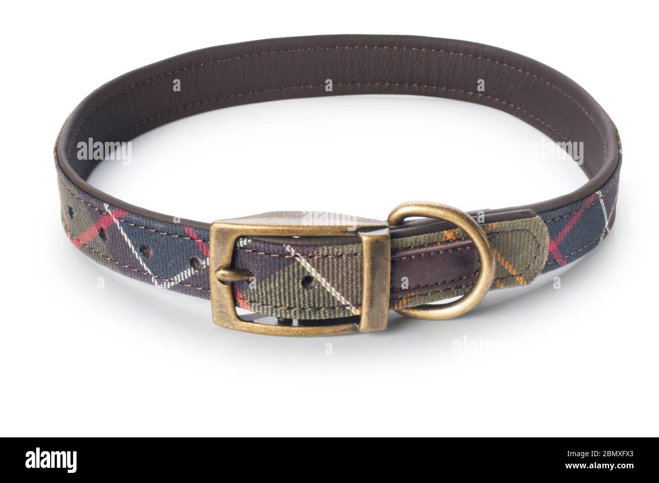 Leather tartan dog collar sale