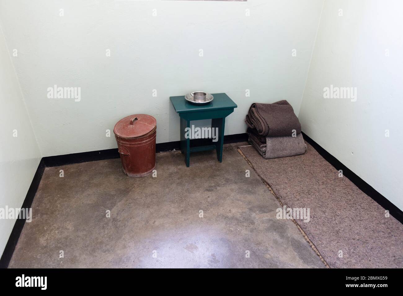 Robben Island Prison, Nelson Mandela's Prison Cell,Cape Town South Africa Stock Photo