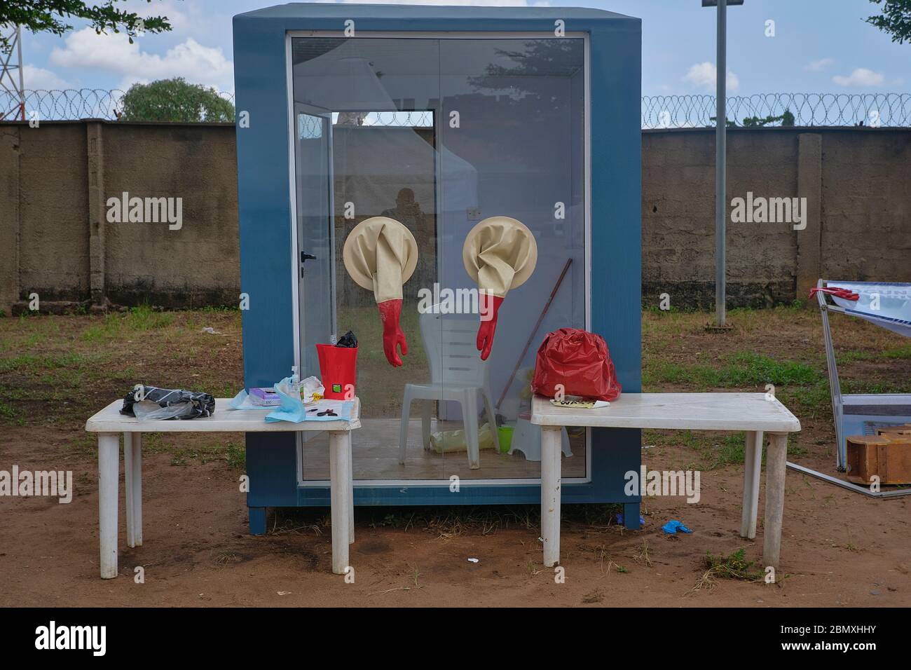 Covid-19 Test Sample Collection Booth in Ogun State, Nigeria. Stock Photo