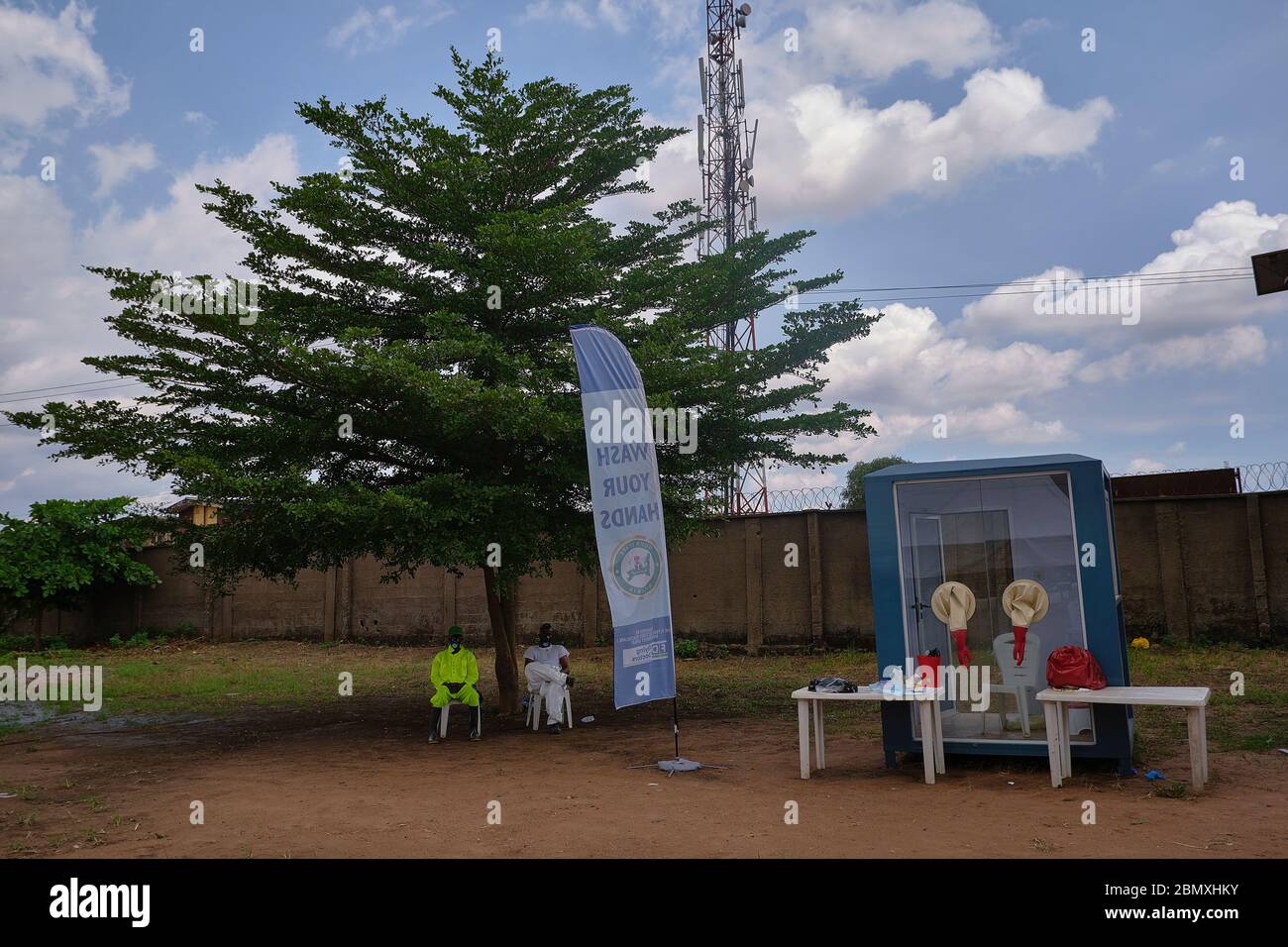Covid-19 Test Sample Collection Testing Booth in Ogun State, Nigeria. Stock Photo