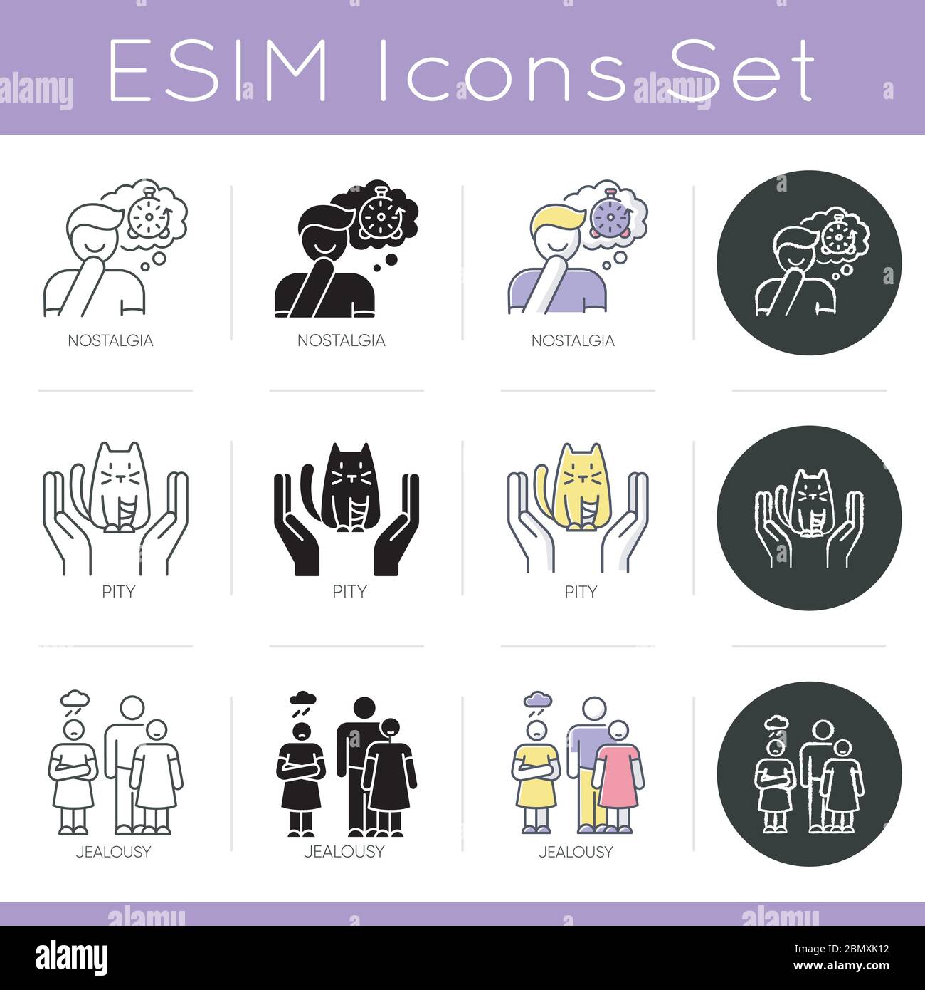 Mental state icons set Stock Vector